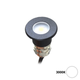 Apache J-LED - Flat Surface Step LED Spot - 24VDC - Black Aluminium - Diameter 16 mm  - IP67