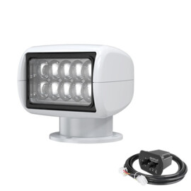 LED Zoeklicht met Bekabelde Afstandsbediening - 800 m straal - Wit 5500K - 10-30V - witte behuizing - IP65
