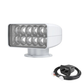 LED Zoeklicht met Bekabelde Afstandsbediening - 1200 m straal - Wit 5500K - 10-30V - witte behuizing - IP65
