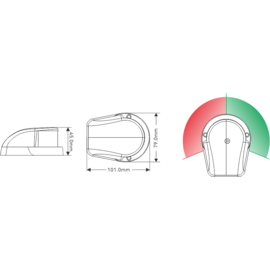 LED Bi-color Boeglicht - 10-30VDC - IP65 - zicht 2NM - rood & groen - behuizing 316 RVS - 101 x 79 x 45 mm