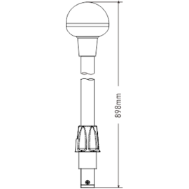 LED All-Round Pole Light - 02 Series - Plug-in Mount - 12VDC – IP65 - Daylight White 4000–4500K - Height 898 mm