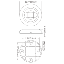 LED Ronde Heklicht - 02 series - 12VDC - IP66 - zicht 3NM - blauw - S.S.316 - 15 x  Ø 81 mm