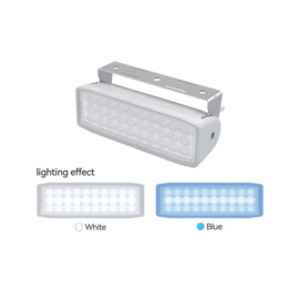 Dual Colour LED schijnwerper, wit/blauw, 12/24V, 10W wit + 4W blauw LEDS, 850lm, witte behuizing, IP67