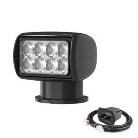 LED Zoeklicht met Bekabelde Afstandsbediening - 600 m straal - Warm 3000K - 10-30V - zwarte behuizing - IP65