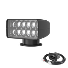 LED Zoeklicht met Bekabelde Afstandsbediening - 1200 m straal - Wit 5500K - 10-30V - zwarte behuizing - IP65